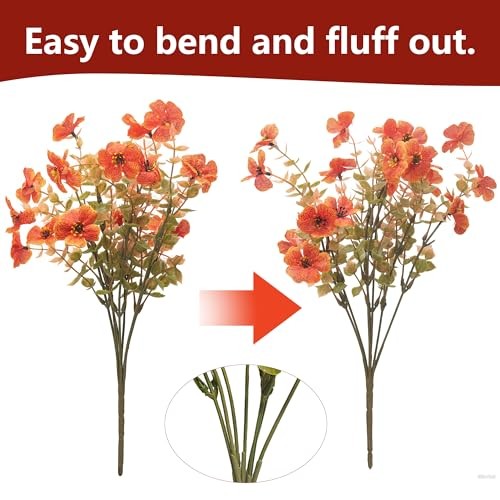 Artificial Flowers Fake Fall Plants for Outdoor Indoor Garden Christmas Sunset gallery