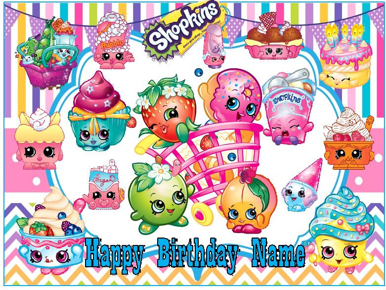 EDIBLE TOPPER SHOPKINS ICING SUGAR SHEET IMAGE CAKE CUPCAKES PARTY DECORATION