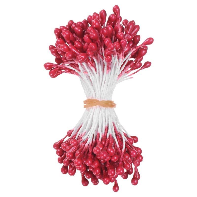 150-Pack 5mm Artificial Pearl Flower Stamens for DIY Crafts[Wine Red]