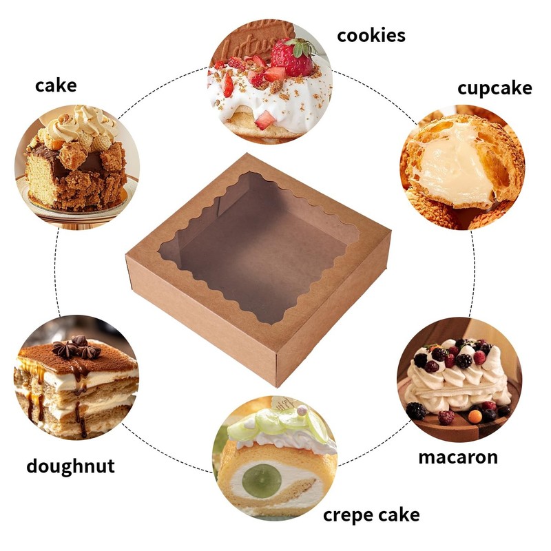 36 PCS 10x10x2.5 Inch Brown Cake Box Bakery Pastry Cookie Window Dessert Pie gallery