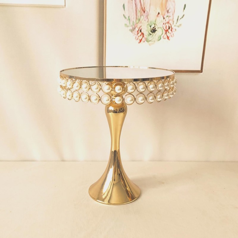 10 Inches 25cm Gold Round Mirror Cake Stand Cupcake Stands Metal Pedestal Hol... gallery