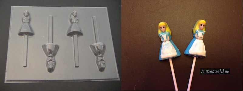 ALICE in Wonderland Girl Chocolate Candy Lollipop Soap Clay Mold