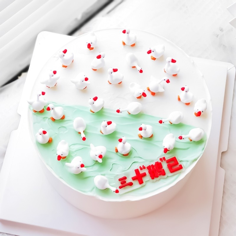 Miniature Geese Cake Decoration 3cm Tiny Rubber Duck Cake Top Ornament gallery