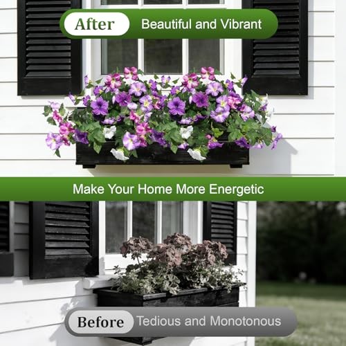 Artificial Fake Flowers Plants for Outdoor UV Resistant, 2PCS 2ps White Purple gallery