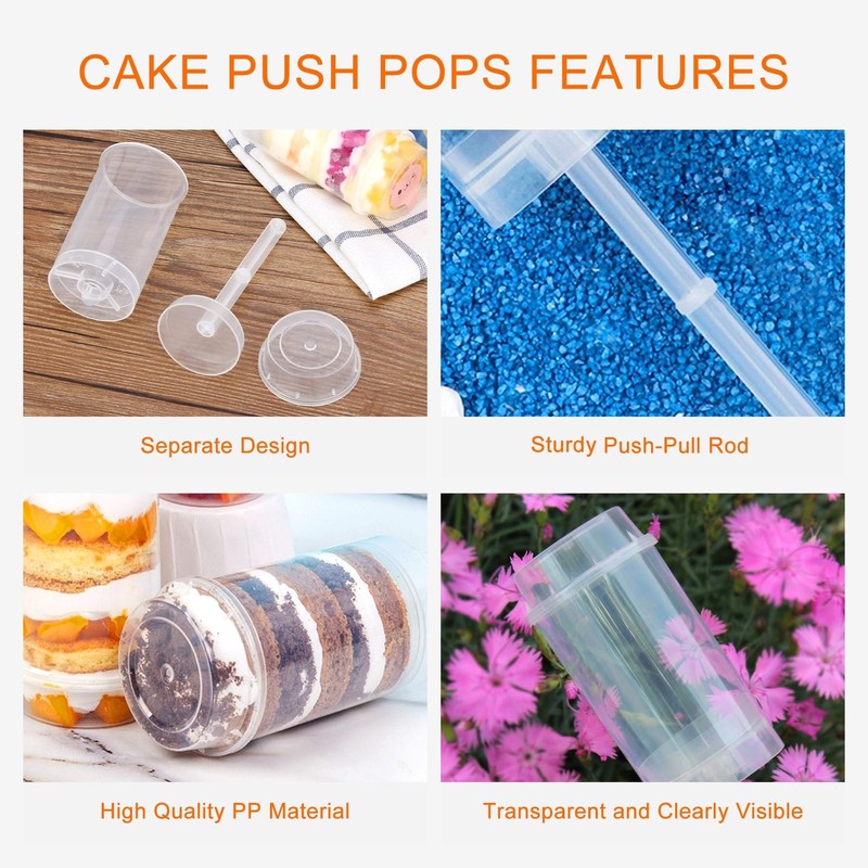 Push Pop Containers Set 24 Pack Clear Cake Bins with Lids New Kit gallery