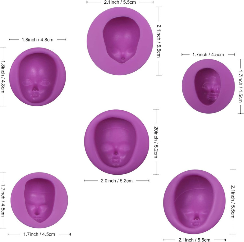 Face Silicone Fondant Molds, 6 Packs Baby Face Chocolate Silicone Molds for Poly gallery