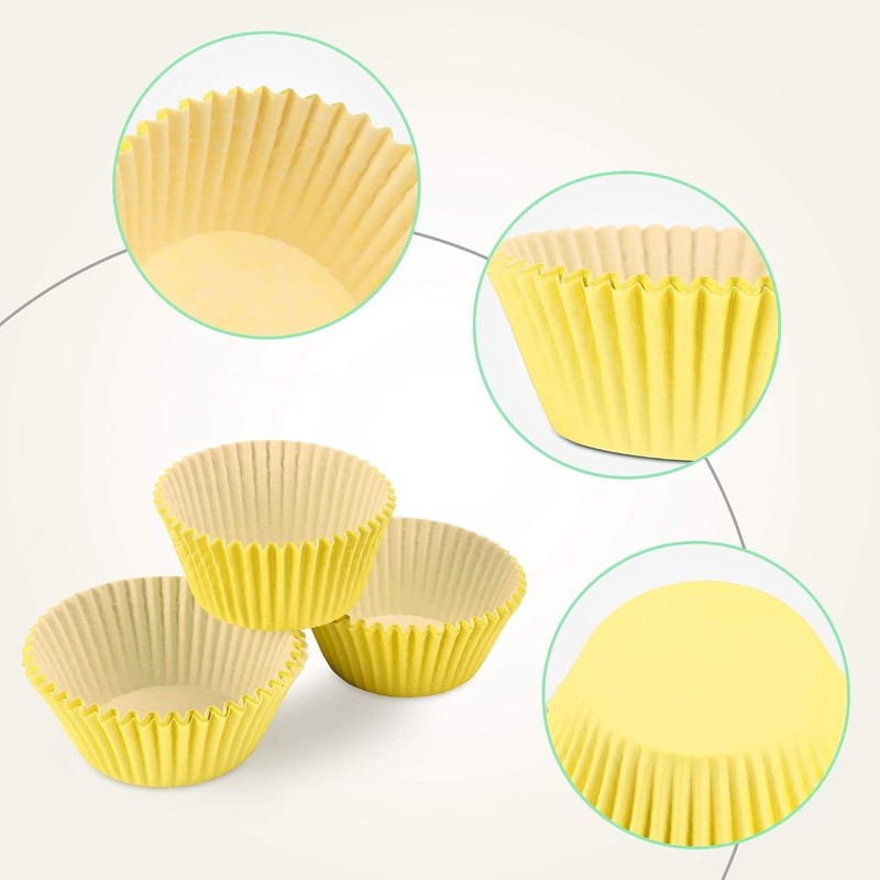 Yellow Baking Cups, 100 pieces Paper Cupcake Wrappers Nonstick Muffin Molds B... gallery