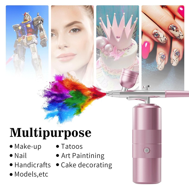 Airbrush Kit with Compressor Portable 48PSI High-Pressure Pink gallery