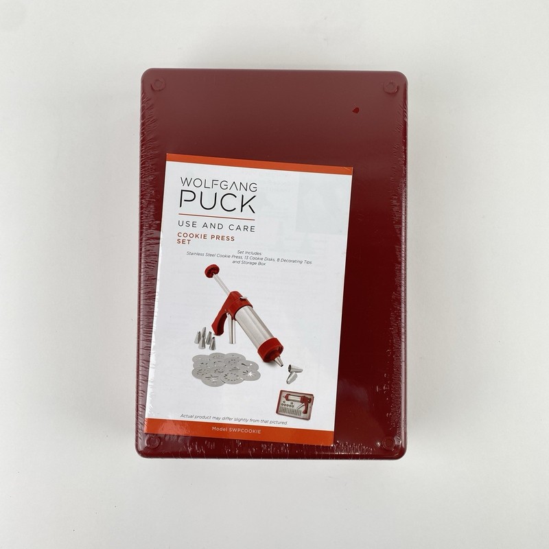 New in Box Sealed Wolfgang Puck 23-Piece Red Cookie Press & Decorating Set gallery
