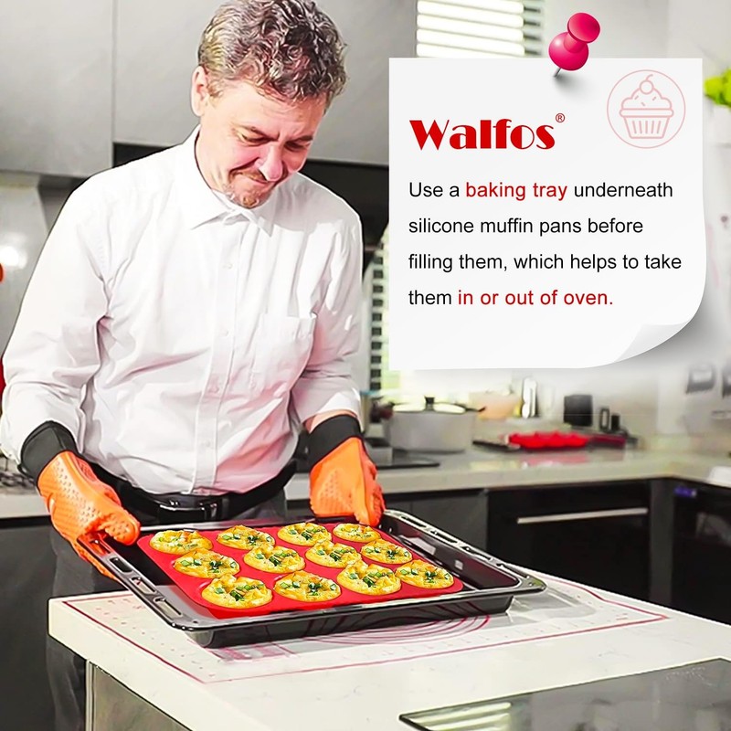 Walfos Muffin Pan Set - 12 2 Pcs: 12 Cups, Regular, (12 Cup-2PK) gallery