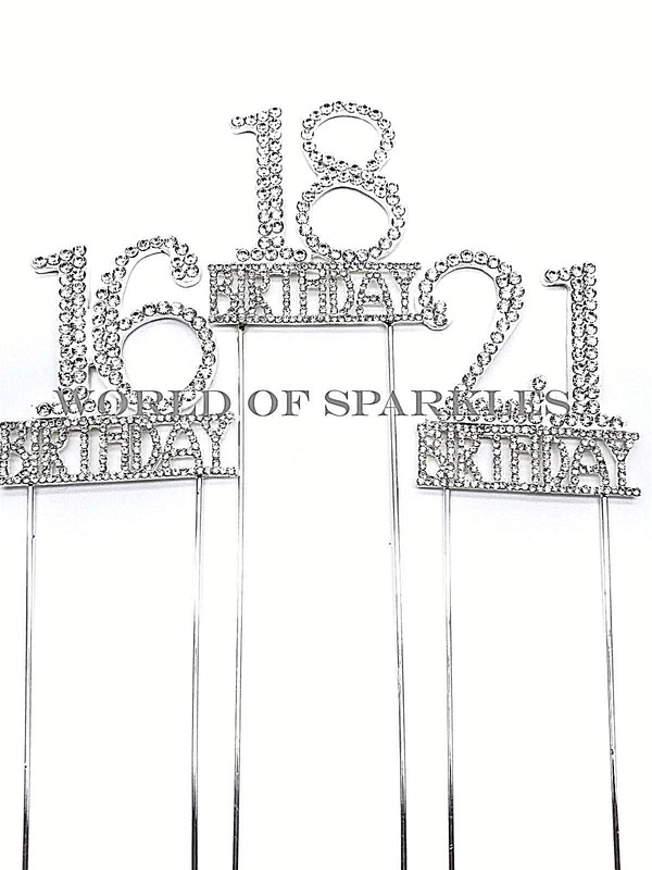 Diamante Rhinestone Cake Pick Topper Number Age Birthday 5.5cm Cake Decorations gallery
