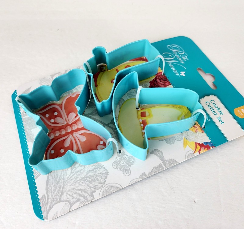 Pioneer Woman 3 Piece Cookie Cutter Set Cowboy Boot Hat & Butterfly Blue New gallery
