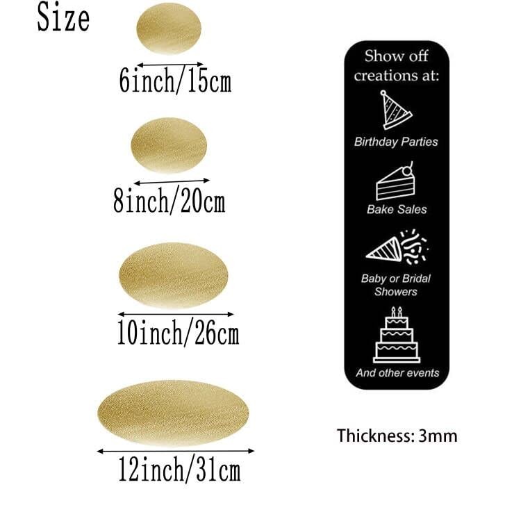 4 PCS Gold Cake Boards Round Circles 6 8 10 12 Inch Base Set for Wedding Party gallery
