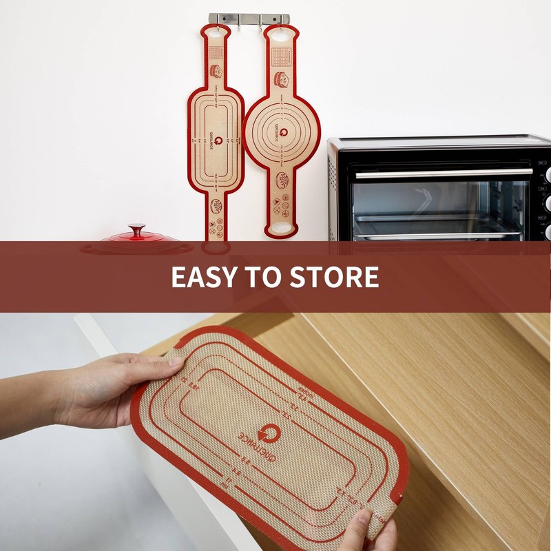 Silicone Sourdough Bread Sling Mat - 2Set Oval Round 2Pcs Oval+Round Red, Red gallery