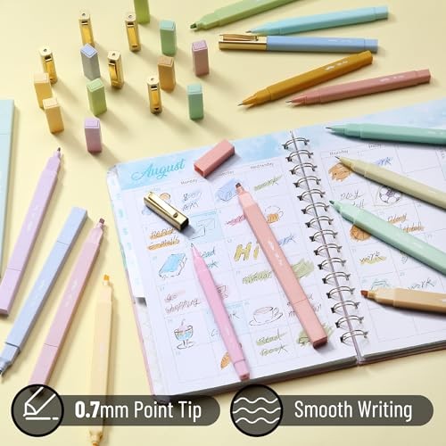 - Dual Tip Aesthetic Highlighters and Ballpoint Pens No Bleed, 24 Pack, gallery