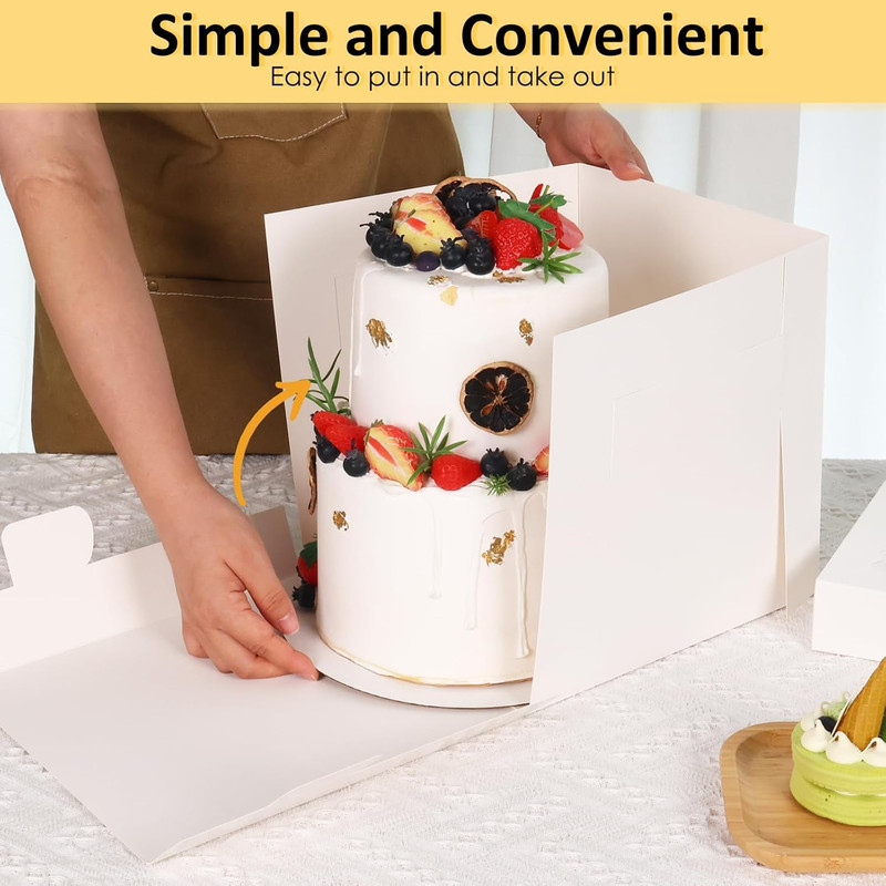 16Pcs Cake Boxes, 10X10X10 Inches Tall White Square Bakery Boxes, Cajas Pasteles gallery