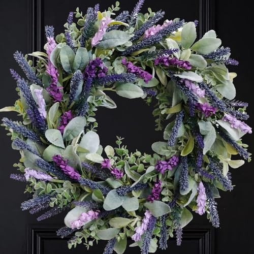 Lavender Wreaths for Front Door, 20 inch Artificial Farmhouse Wreaths 20 Inch gallery
