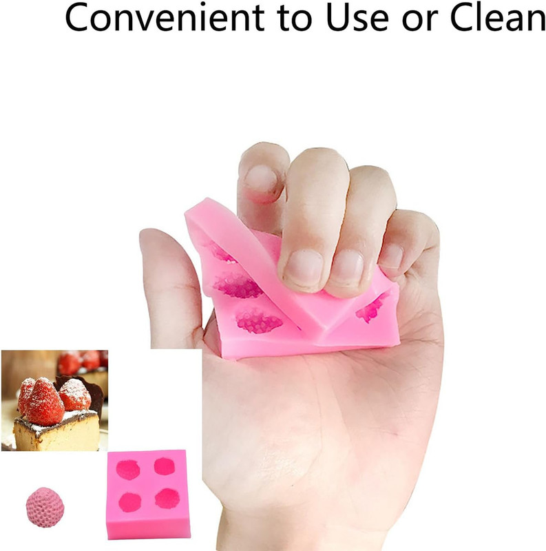 5pcs Silicone Strawberry Baking Molds Pink Fruit Shape Candy Jelly Mousse gallery