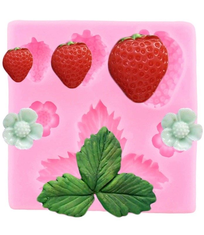 Fruit Shaped Silicone Molds Strawberry Pineapple Cherry Grape Fondant NEW gallery