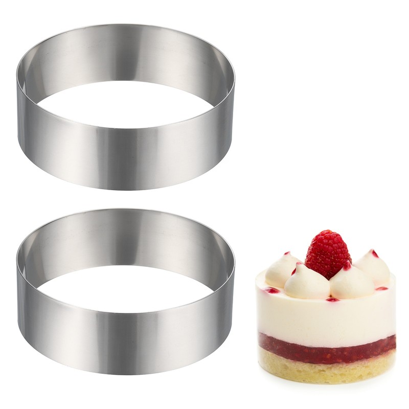 2 Pcs Round Cake Ring, 5" Dia x 1.57" H Stainless Steel Cooking Rings