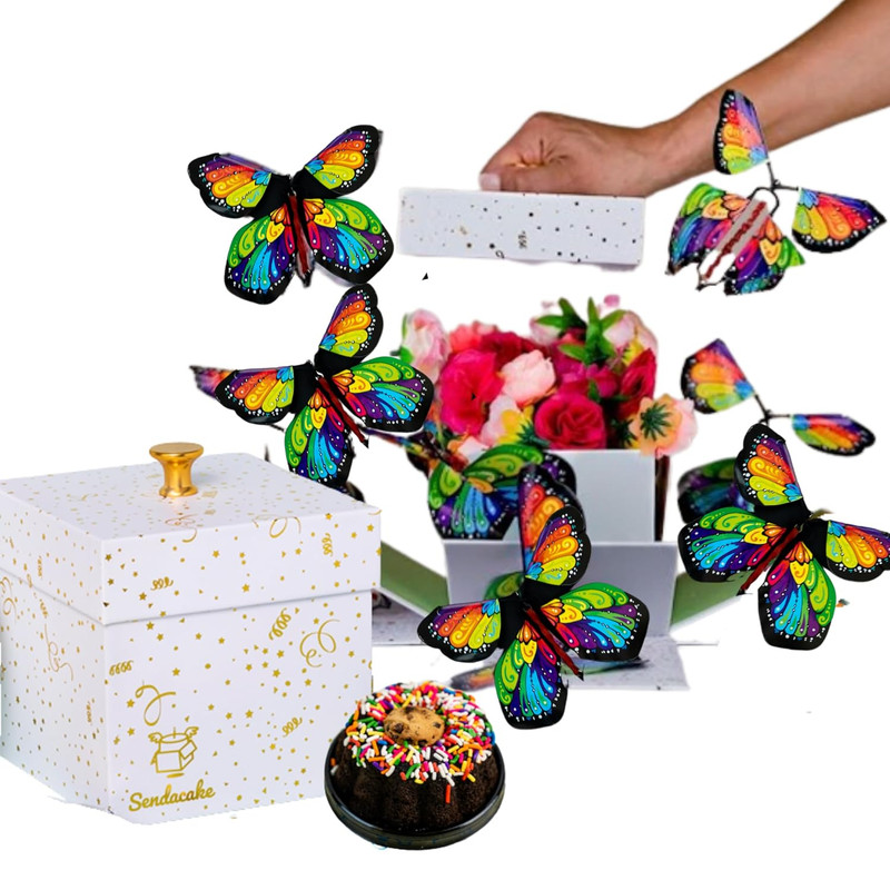 Celebration Explosion Box, with Flying Butterflies, Flower Shower & 3″ Chocolate