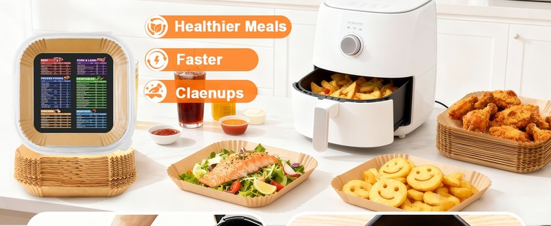 400 Pcs Air Fryer Liners Disposable, 8” Square Unbleached Heavy Duty Air gallery