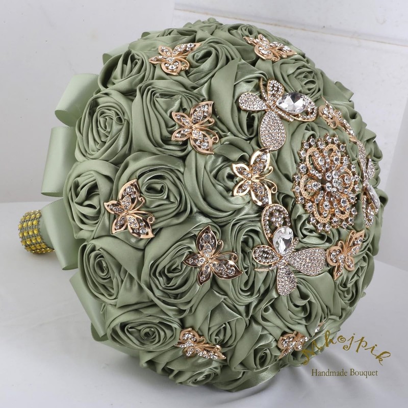 Mhojpik Handmade Wedding Flowers Bouquet Round Holding Bridal Bouquet Toss gallery