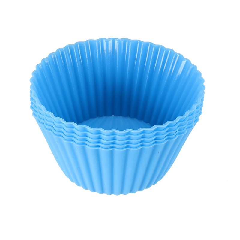 Silicone Reusable Liners Baking Cups Nonstick Muffin Molds 5pcs Blue