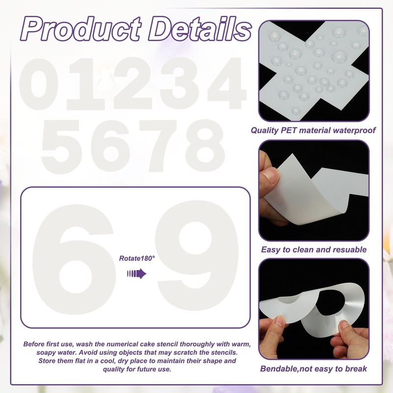 0-8 Number Cake Stencils Template, 10 Inch Cake Baking Templates,White gallery
