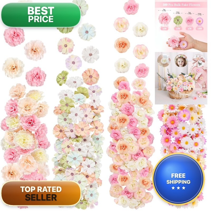 ATTGREAT 310Pcs Fake Flower Heads Mini Artificial Flower Bulk Silk Flowers