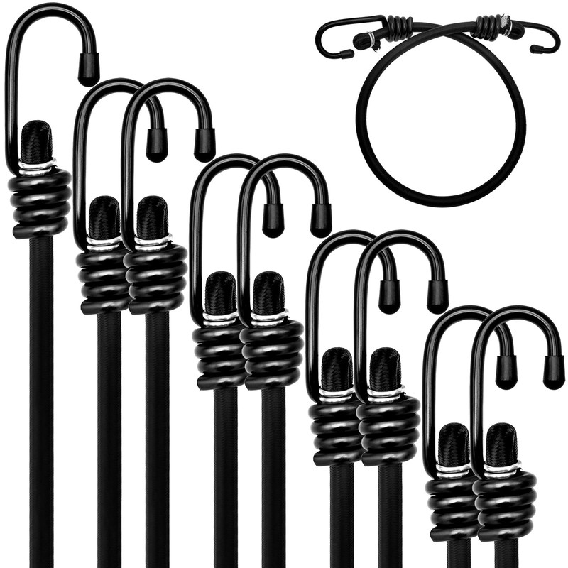 Heavy Duty Bungee Cords with Hooks, Assorted Sizes for Bikes, Camping, Carrying