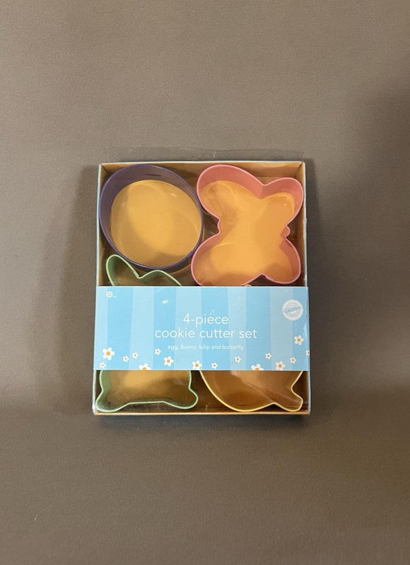 4 Piece Metal Wilton Cookie Cutter Set~Egg, Bunny, Tulip & Butterfly, New In Box gallery