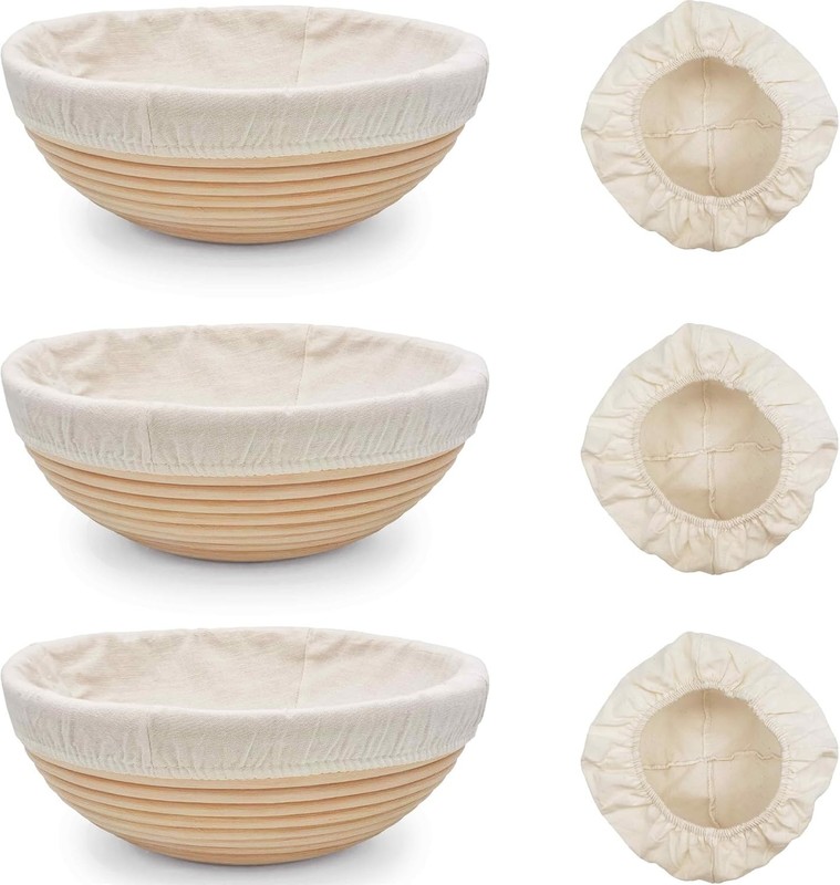 Banneton Bread Proofing Basket set of 3, 9.8 Inch Round Sourdough Proofing