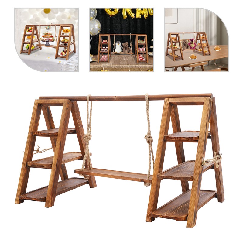 3 Tiers Solid Wooden Simplicity Serving Tray Dessert Stand Decor Cupcake Stand gallery