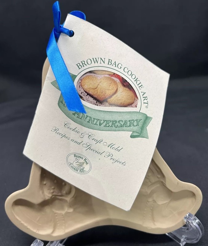 Vintage BROWN BAG Cookie Art Mold BOY DOLL New Retired Stock with Book 1986 gallery
