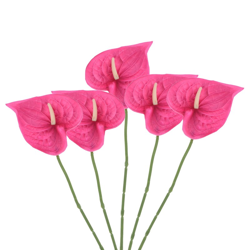 13″ Artificial Anthrax Lily Flowers, 5pcs Permanent Flower, Dark Pink