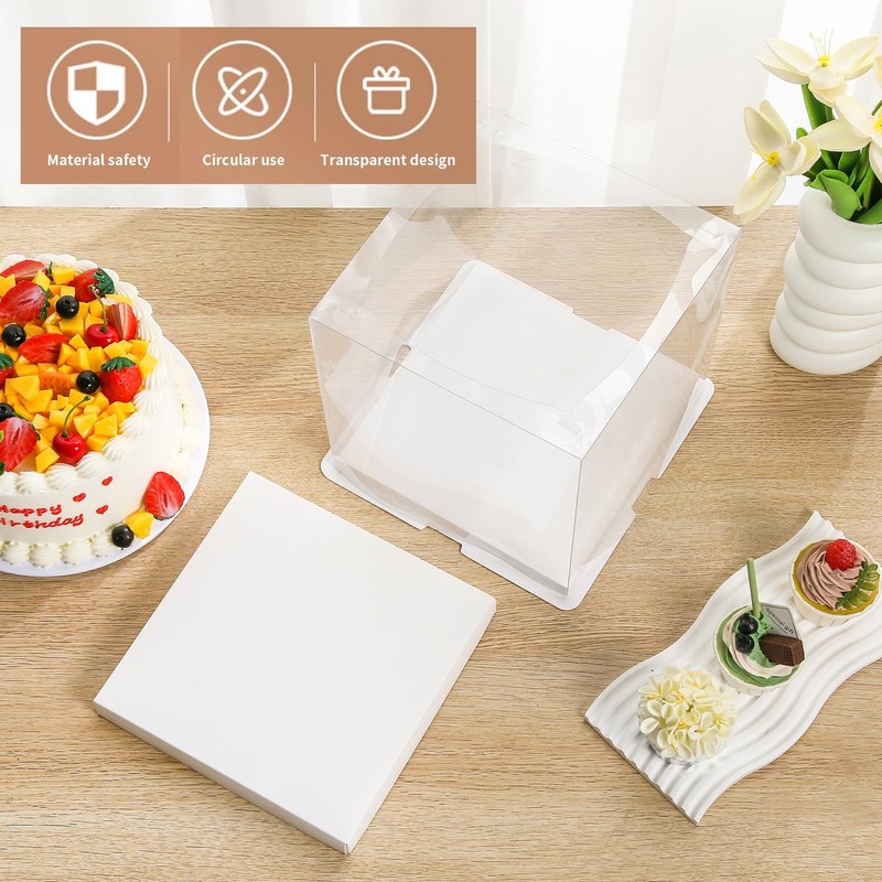7" X 7" X 8" Ideal for 4" and 5" Inch Layer Tiered Cakes ,6 Pcs Transparent C... gallery