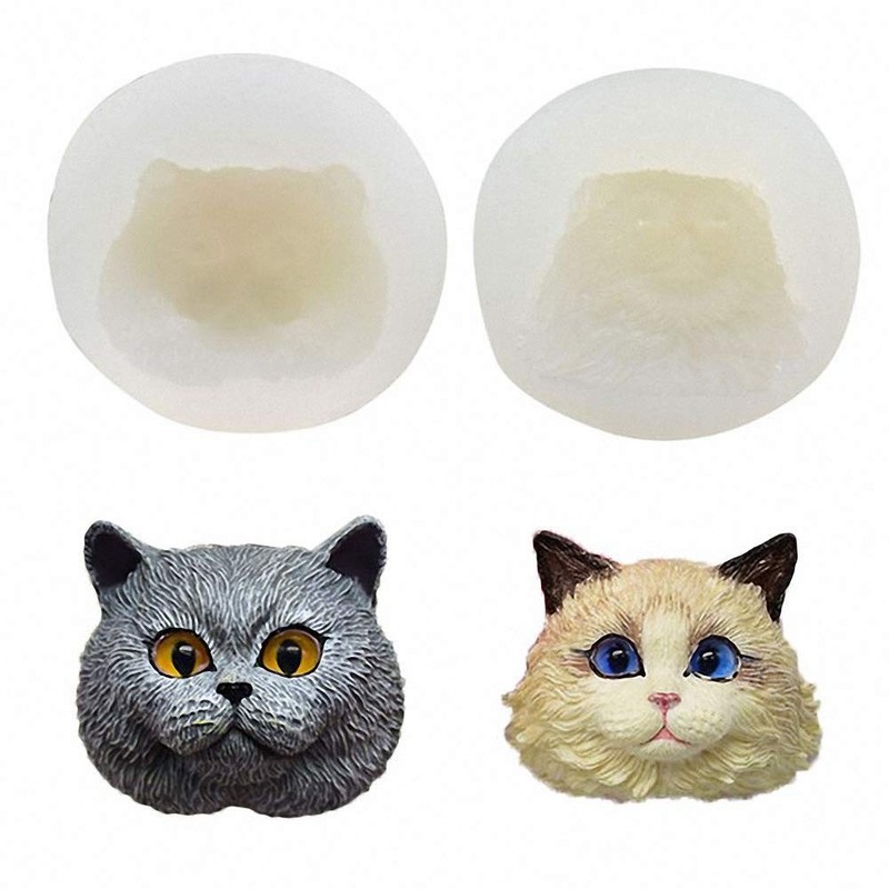 Set of 2 Pet Cat Silicone Resin Molds, British Shorthair & Ragdoll Random