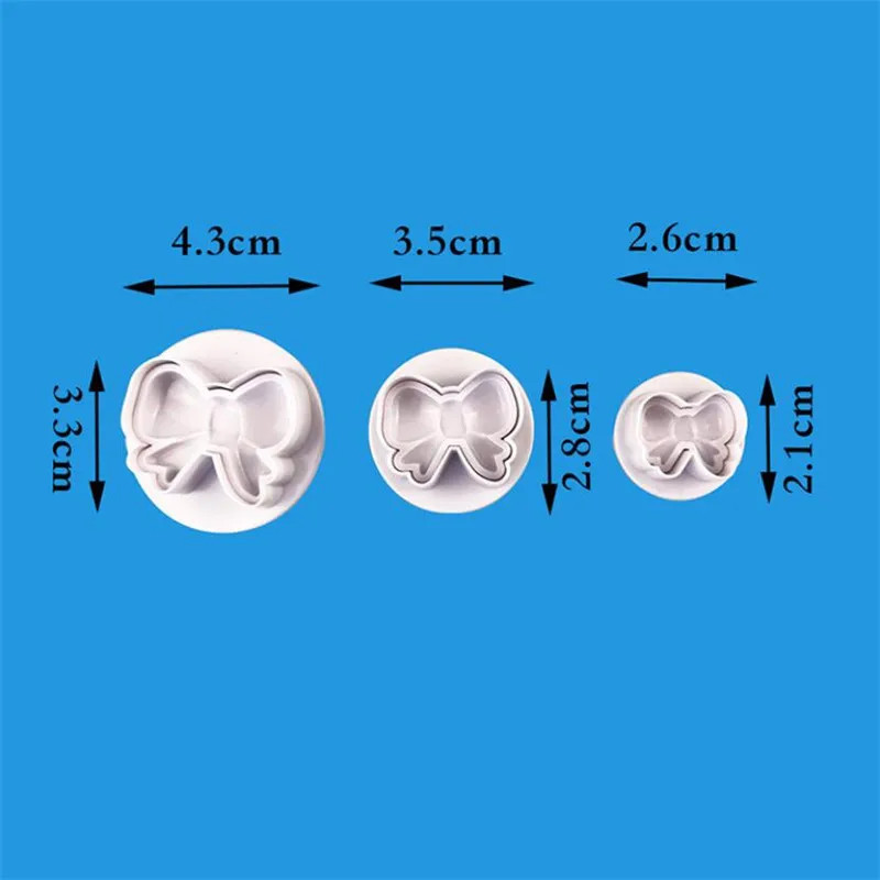 3pcs/set DIY Bow Knot Ties Bakeware Cookie Plunger Cutter Molds Embossed gallery