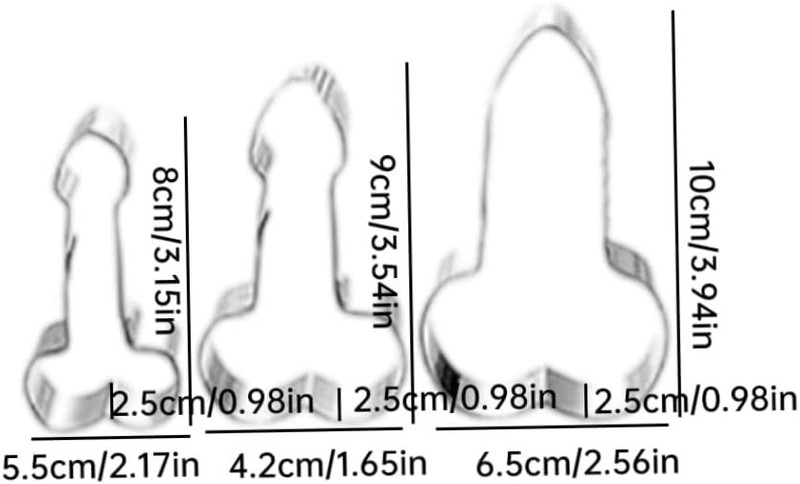 Stainless Steel Penis Cookie Cutter Set 3-Pack Fondant Biscuit Baking Craft gallery