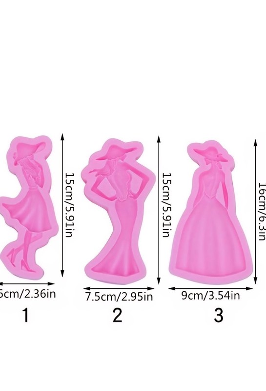 3-Piece Silicone Lady Dress Mold Set – Chocolate / Resin / Craft gallery