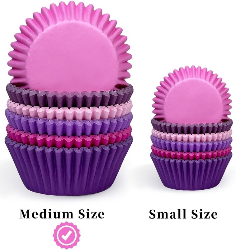 300 Counts Cupcake Liners Cupcake Cups Food Grade 6 Solid Pink Purple Colors ... gallery