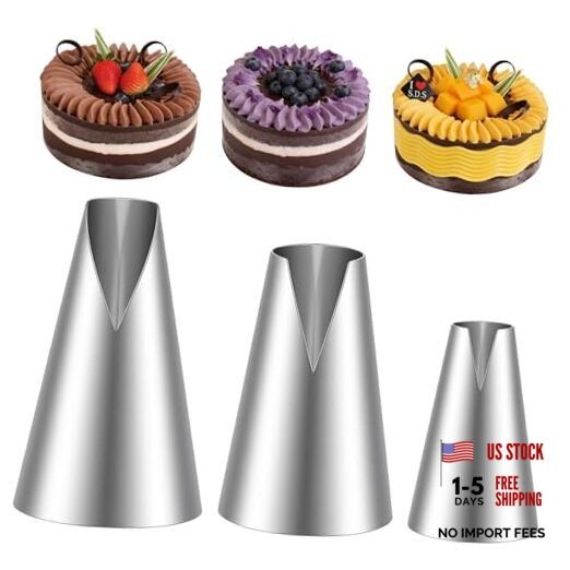 3 Pieces V-shaped Piping Tips Set, Russian Piping Tip Set, Cake Decorating