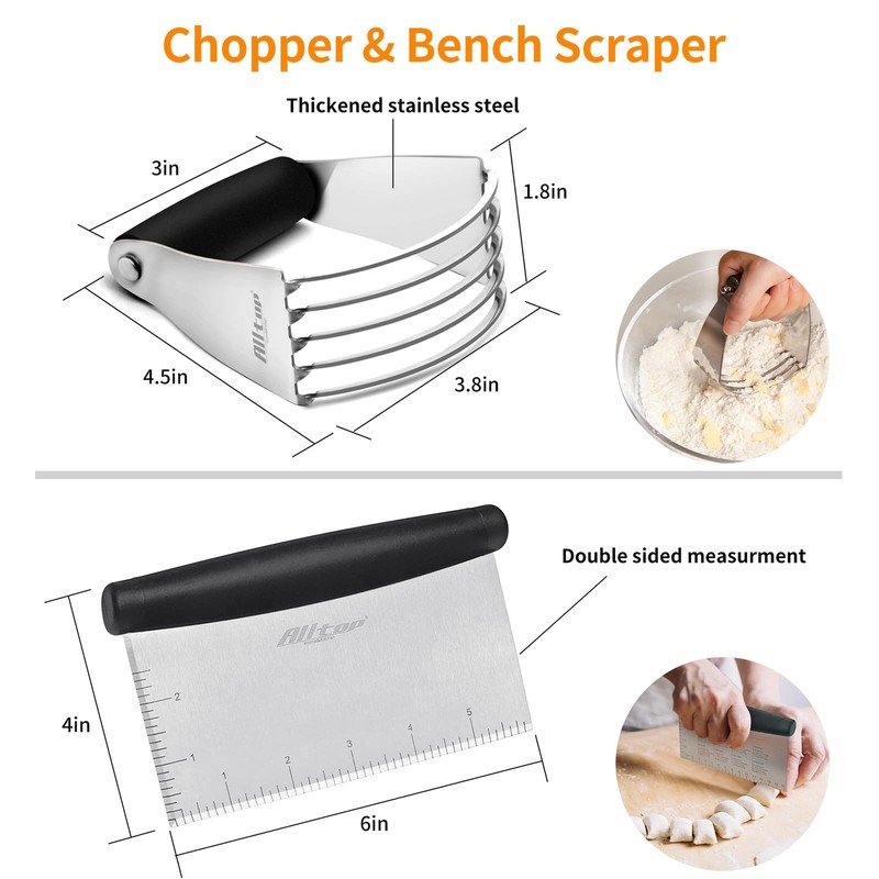 Stainless Steel Bench Scraper and Pastry Blender Cutter Set, Efficient Multip... gallery