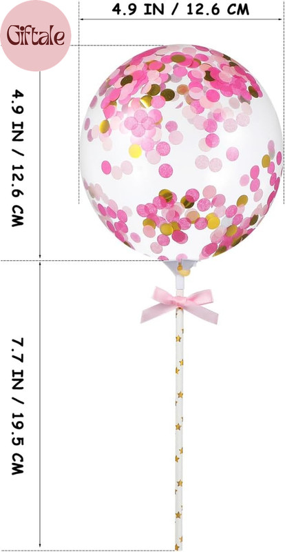 10Pcs Balloon Cake Toppers, Confetti Mini Balloons on a Stick for Birthday Party gallery