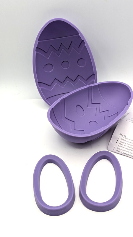 Silicone 3D Easter Egg Cake Mold With 2 Stands Purple gallery