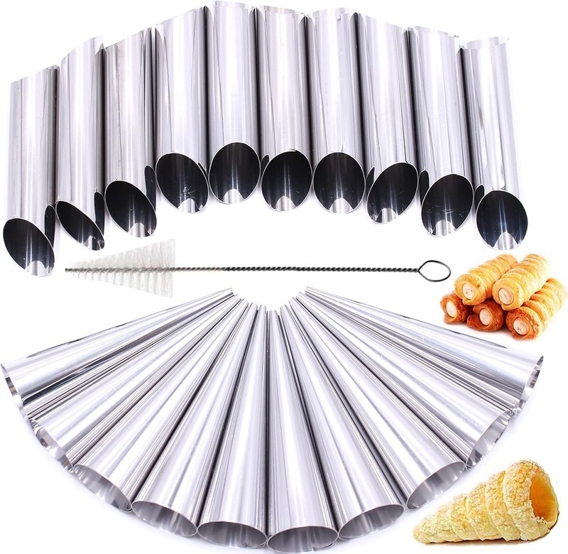 Stainless Steel Cream Horn Molds - 21 Pcs, Cannoli Form Tubes, Croissant Baki... gallery