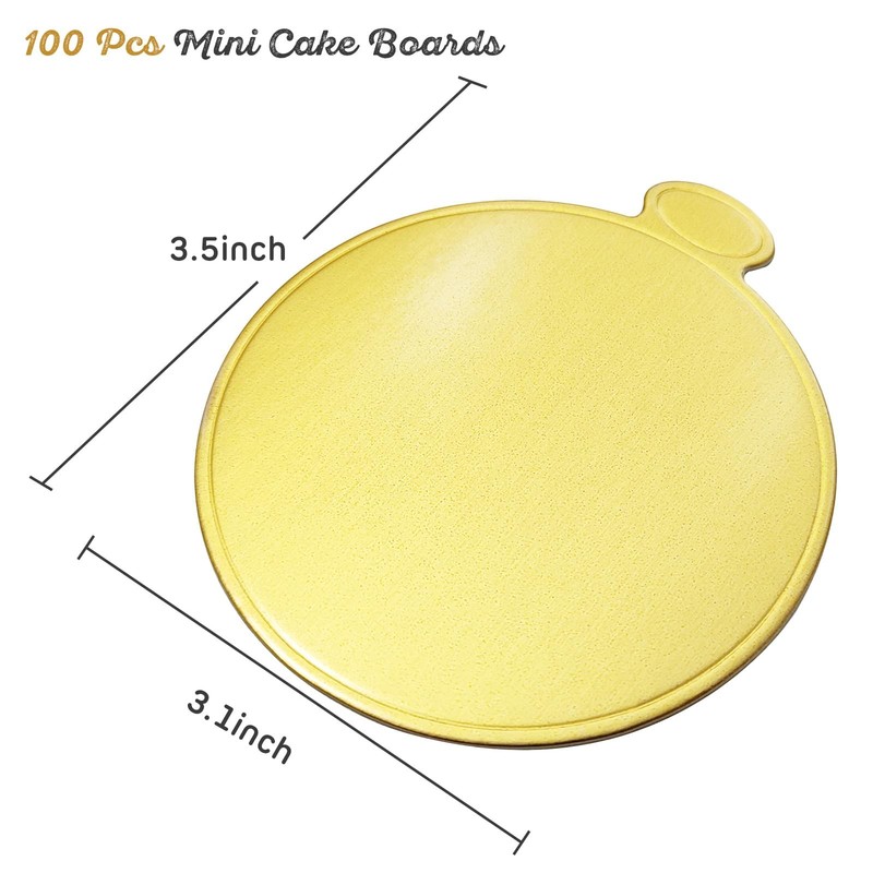 Mini Round Cake Boards 3.1 Inch Mousse Cupcake Base, 100Pcs Gold Cake Plates ... gallery