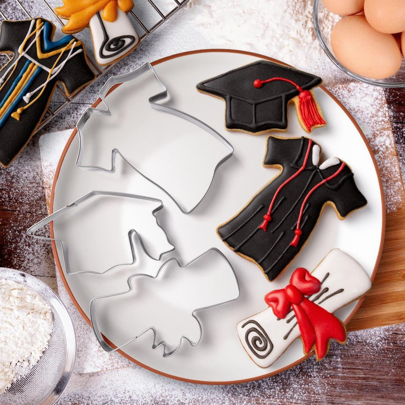 Graduation Cookie Cutters Set 3 Pieces, Stainless Steel Graducation Cap Cookie C gallery