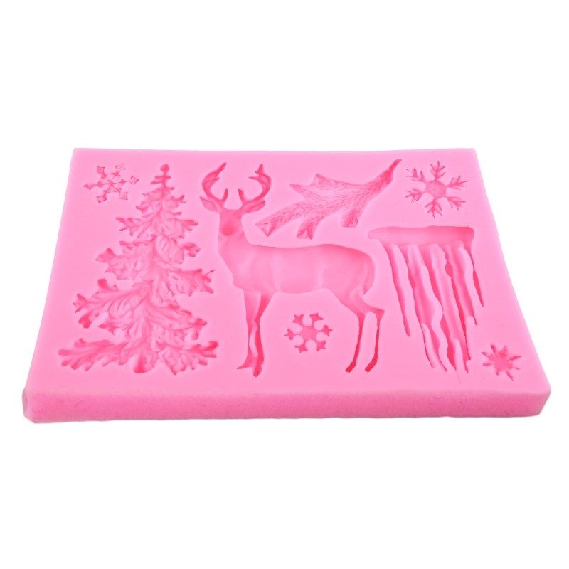 3D Christmas Theme Deer Silicone Mold Snowflake Chocolate Cake Fondant DIY Mould gallery